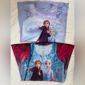 Disney Frozen Girls Tank Dresses L 10-12 Lot of 2 Nightgown Elsa Anna Graphic